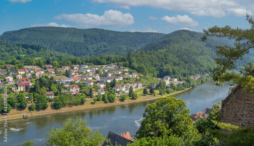Neckar Blick über Ersheim  zum Odenwald 