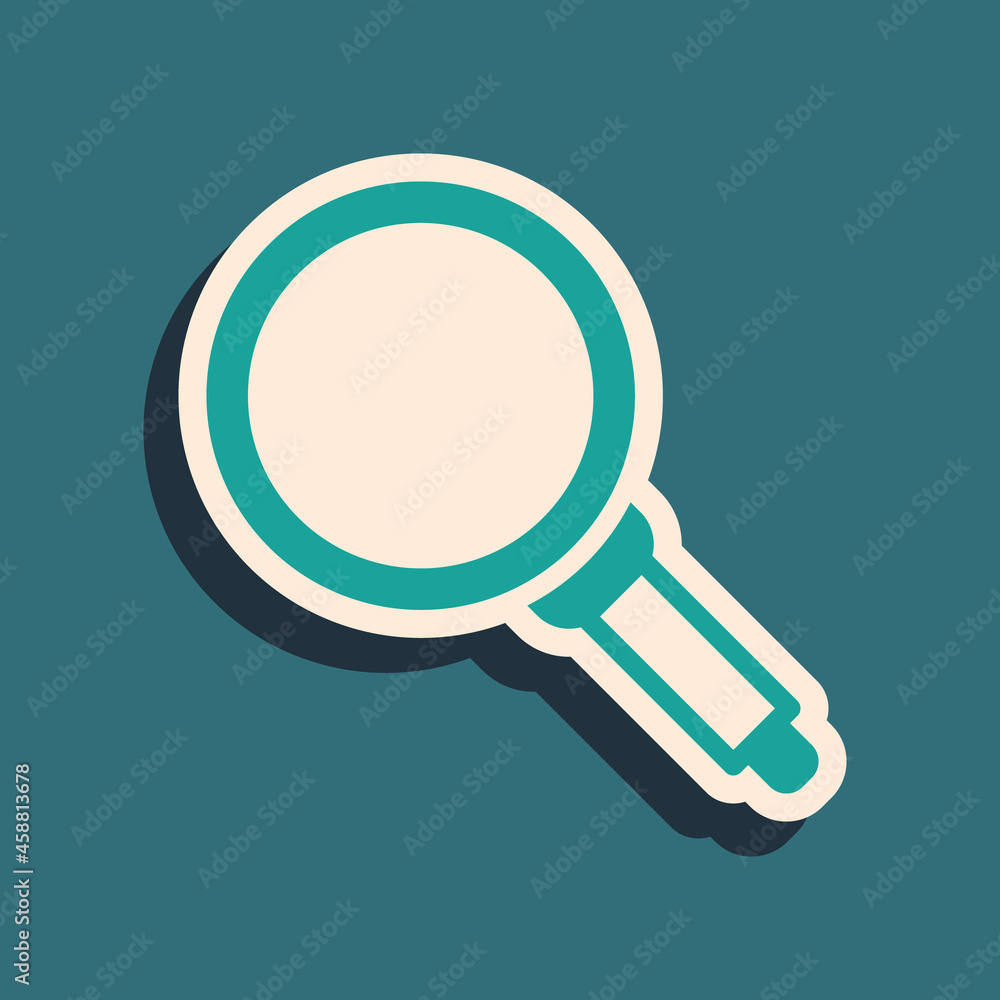 Green Frying pan icon isolated on green background. Fry or roast food symbol. Long shadow style. Vector Green Frying pan icon isolated on green background. Fry or roast food symbol. Long shadow style. Vector
