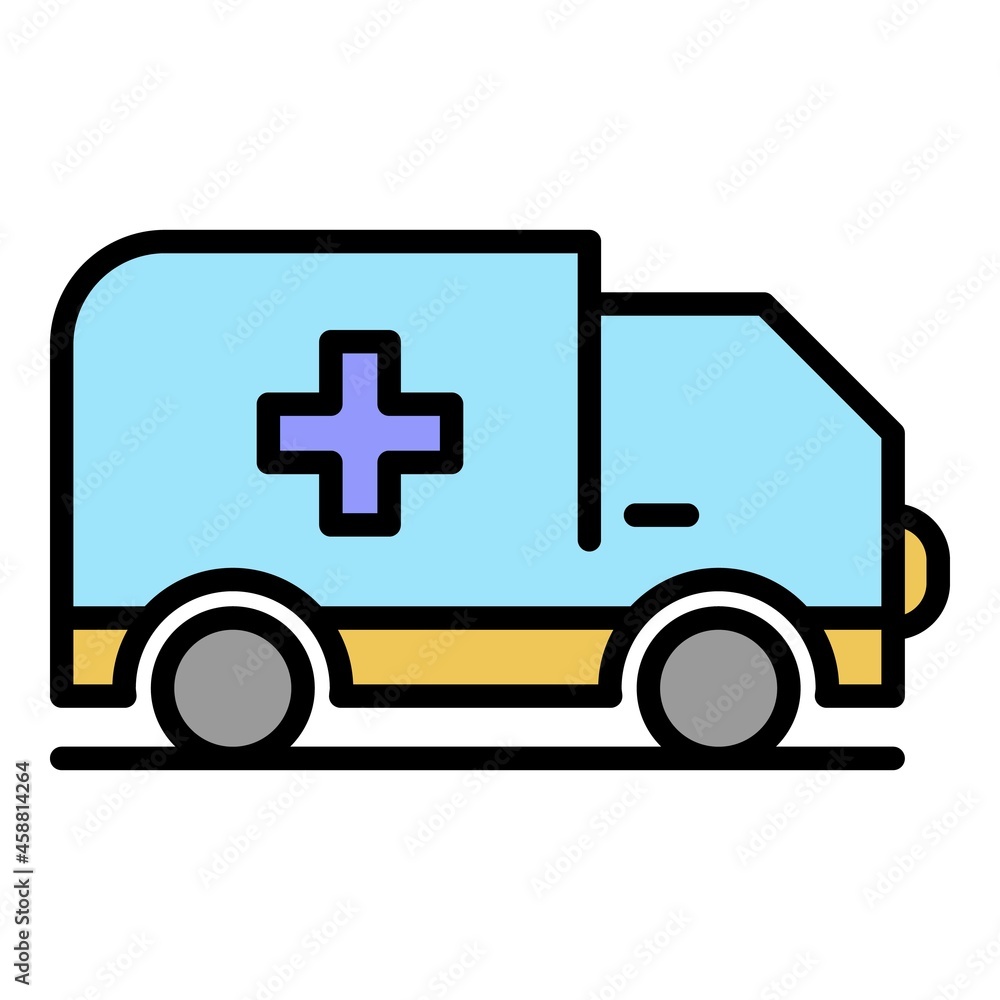 Ambulance car icon. Outline ambulance car vector icon color flat isolated Ambulance car icon. Outline ambulance car vector icon color flat isolated
