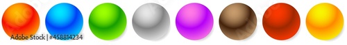 Shiny, glossy empty sphere, circle, bead icons with copyspace