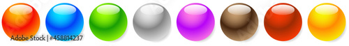 Shiny, glossy empty sphere, circle, bead icons with copyspace