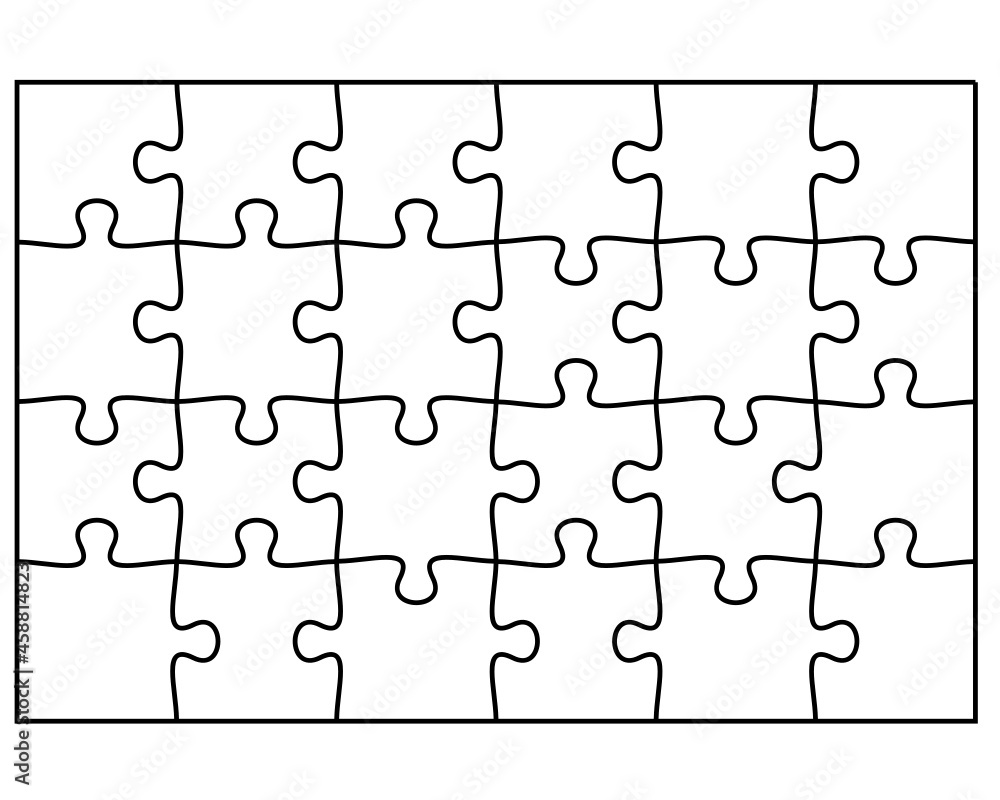 Jigsaw puzzle template transparent svg vector illustration Stock