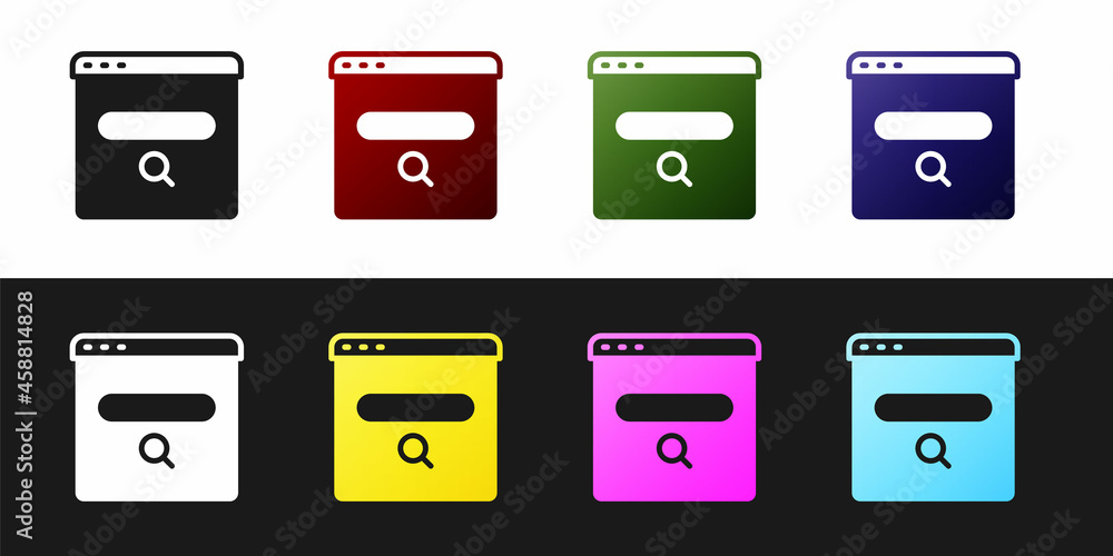 Set Search engine icon isolated on black and white background. Vector Set Search engine icon isolated on black and white background. Vector
