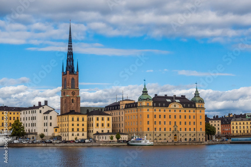 Panoramic view of Gamla Stan, sea and Stockholm old town from Mariaberget Observation Deck © Argun Konuk