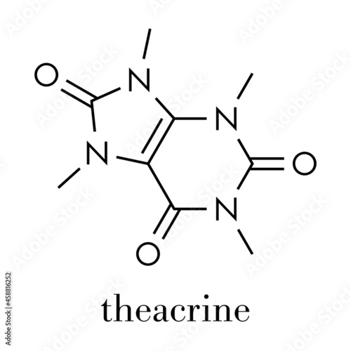 Theacrine molecule. Caffeine analog present in kucha tea. Skeletal formula. photo