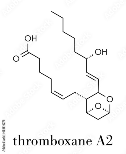 Thromboxane A2 (TXA2) molecule. Skeletal formula.