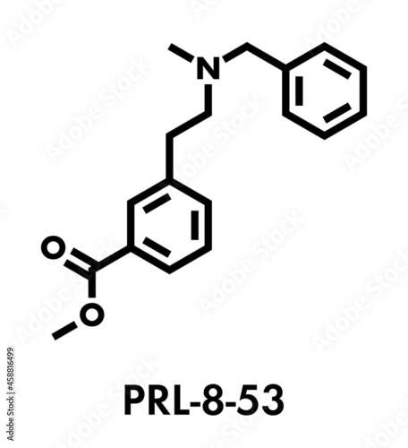 PRL-8-53 nootropic research chemical molecule. Skeletal formula.
