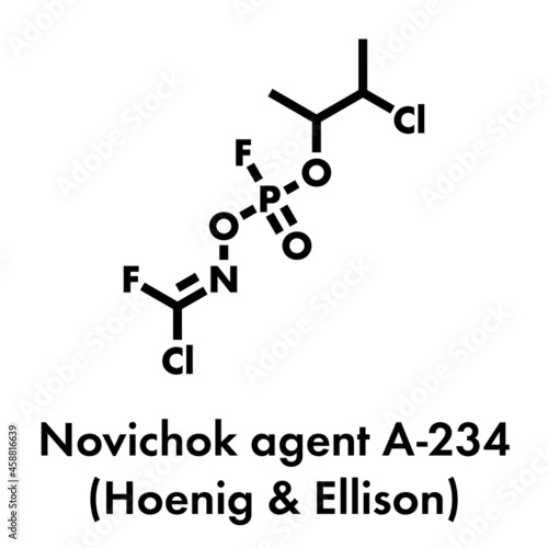 Novichok agent A-234 molecule, chemical structure as proposed by Hoenig and Ellison. Skeletal formula.