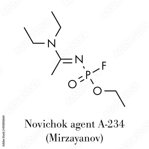 Novichok agent A-234 molecule, chemical structure as proposed by Mirzayanov. Skeletal formula.