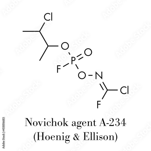 Novichok agent A-234 molecule, chemical structure as proposed by Hoenig and Ellison. Skeletal formula.