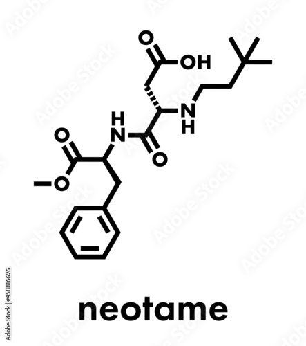 Neotame (E961) sugar substitute molecule. Skeletal formula.