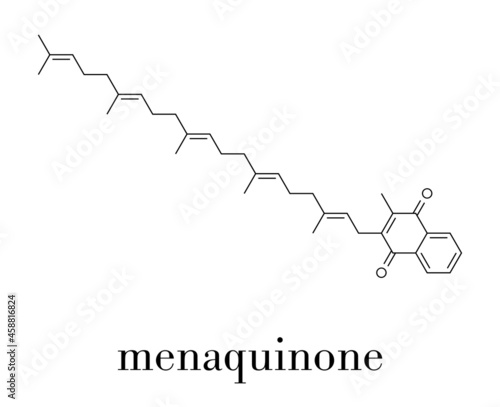 Vitamin K2 or menaquinone molecule. Skeletal formula.