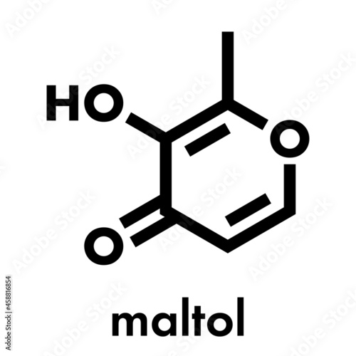 Maltol food additive molecule (E636). Skeletal formula.