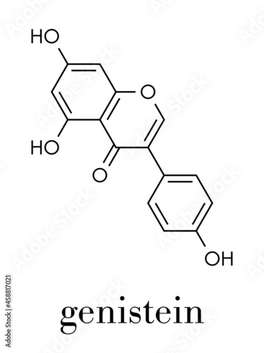 Genistein isoflavone molecule. Skeletal formula.