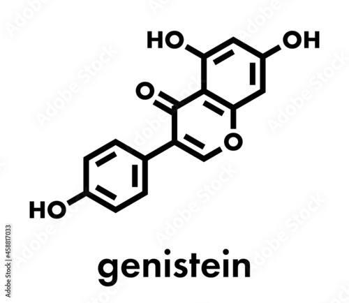 Genistein isoflavone molecule. Skeletal formula.