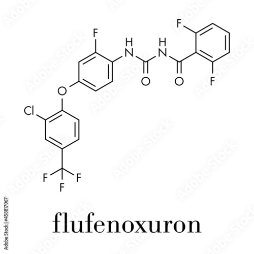 Flufenoxuron insecticide molecule. Skeletal formula.