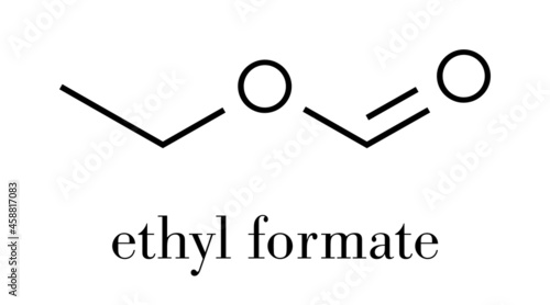 Ethyl formate (ethyl methanoate) molecule. Skeletal formula.