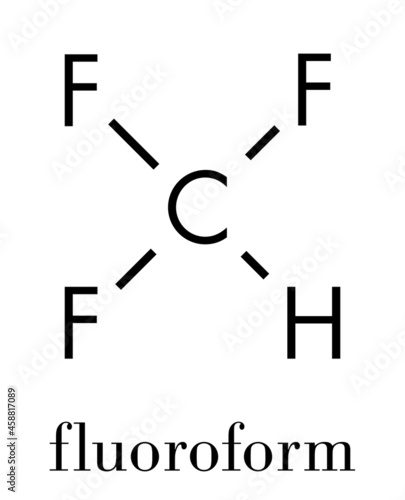 Fluoroform greenhouse gas molecule. Skeletal formula.