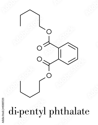 Di-n-pentyl phthalate (DNPP) plasticizer molecule. Skeletal formula.