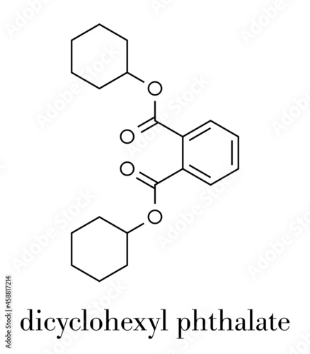 Dicyclohexyl phthalate (DCP) plasticizer molecule. Skeletal formula.