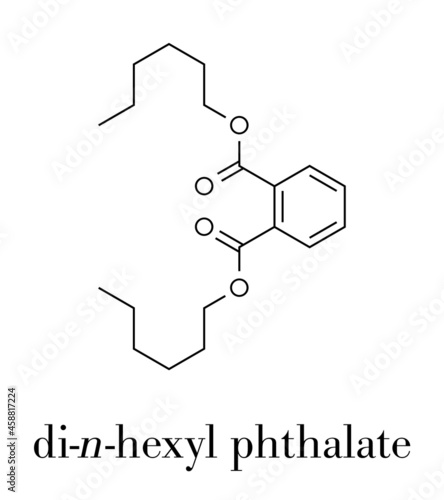 Di-n-hexyl phthalate (DNHP) plasticizer molecule. Skeletal formula.