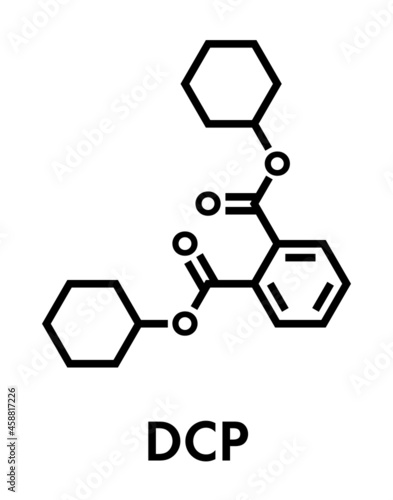 Dicyclohexyl phthalate (DCP) plasticizer molecule. Skeletal formula.