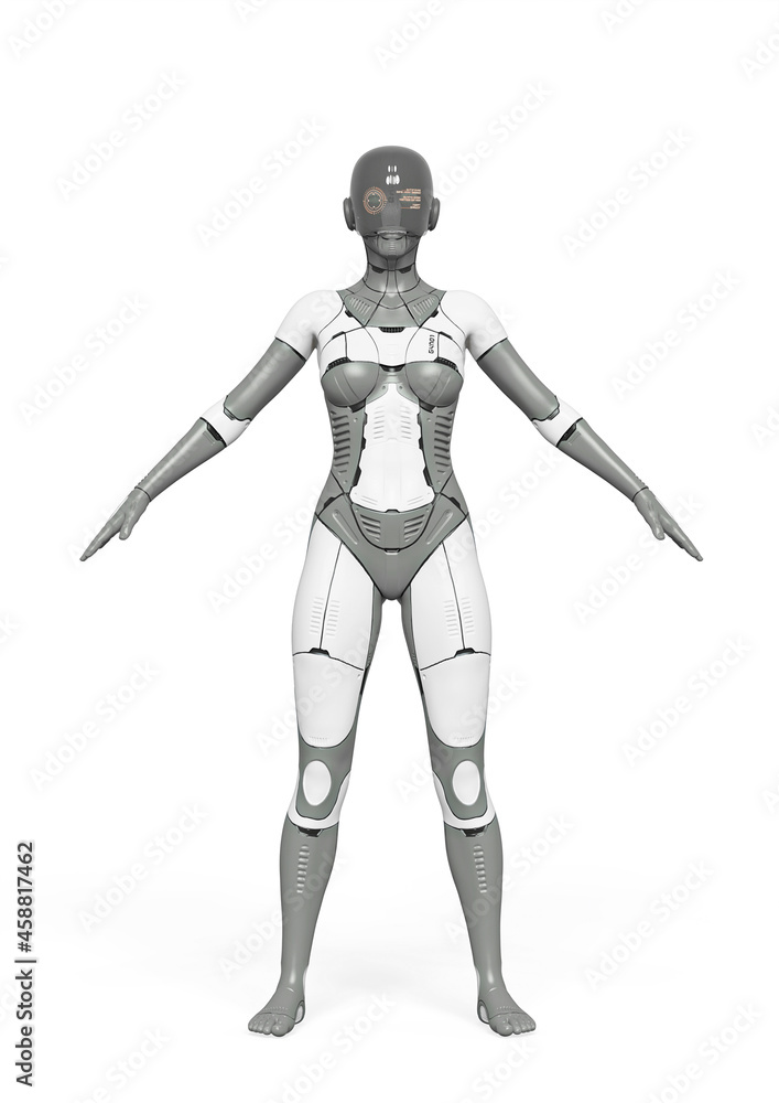 gynoid girl in white background gynoid girl in white background