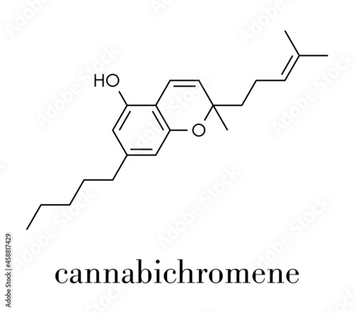 Cannabichromene or CBC cannabinoid molecule. Skeletal formula.