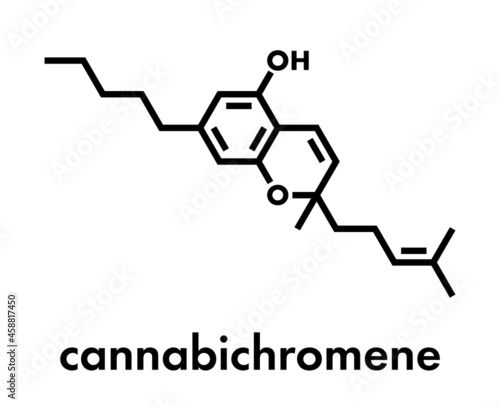 Cannabichromene or CBC cannabinoid molecule. Skeletal formula.