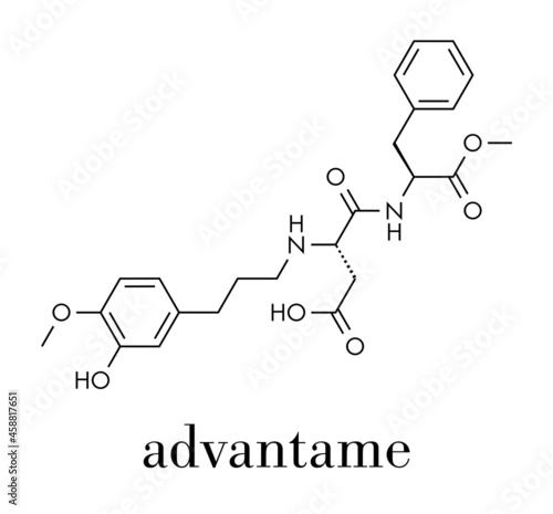 Advantame (E969) sugar substitute molecule. Skeletal formula.