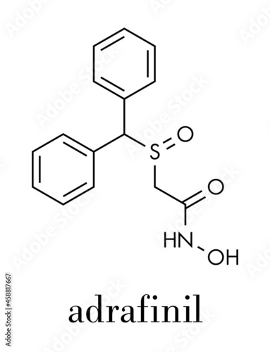 Adrafinil drug molecule (withdrawn). Skeletal formula.
