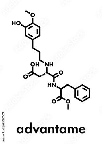 Advantame (E969) sugar substitute molecule. Skeletal formula.