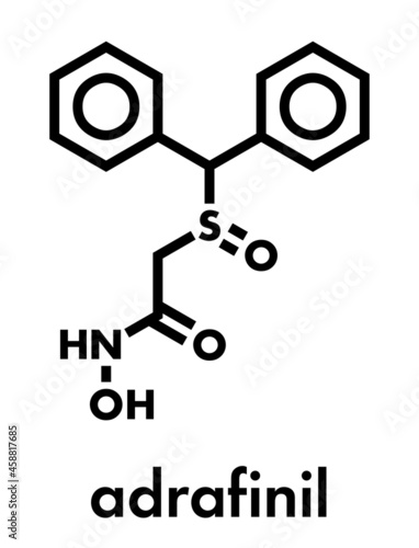 Adrafinil drug molecule (withdrawn). Skeletal formula.