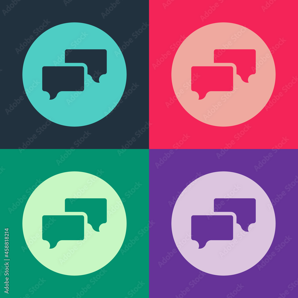 Pop art Speech bubble chat icon isolated on color background. Message icon. Communication or comment chat symbol. Vector Pop art Speech bubble chat icon isolated on color background. Message icon. Communication or comment chat symbol. Vector