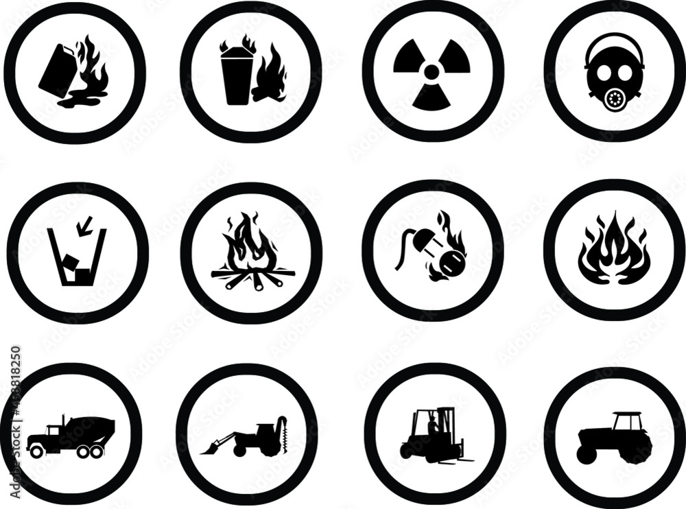set of icons for a danger sign in a circle set of icons for a danger sign in a circle