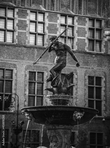 Neptune Monument in the Old Market Square in Gdansk