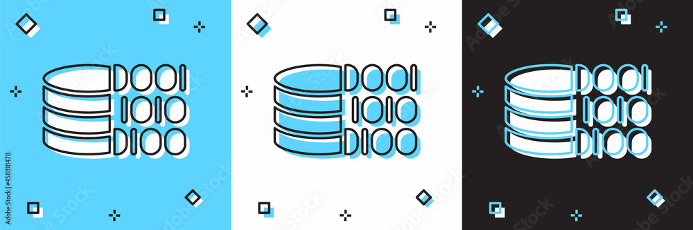 Set Binary code icon isolated on blue and white, black background. Vector Set Binary code icon isolated on blue and white, black background. Vector