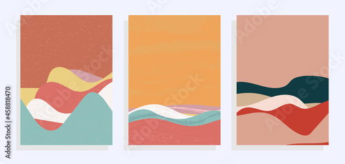hills landscapes  vector illustration set