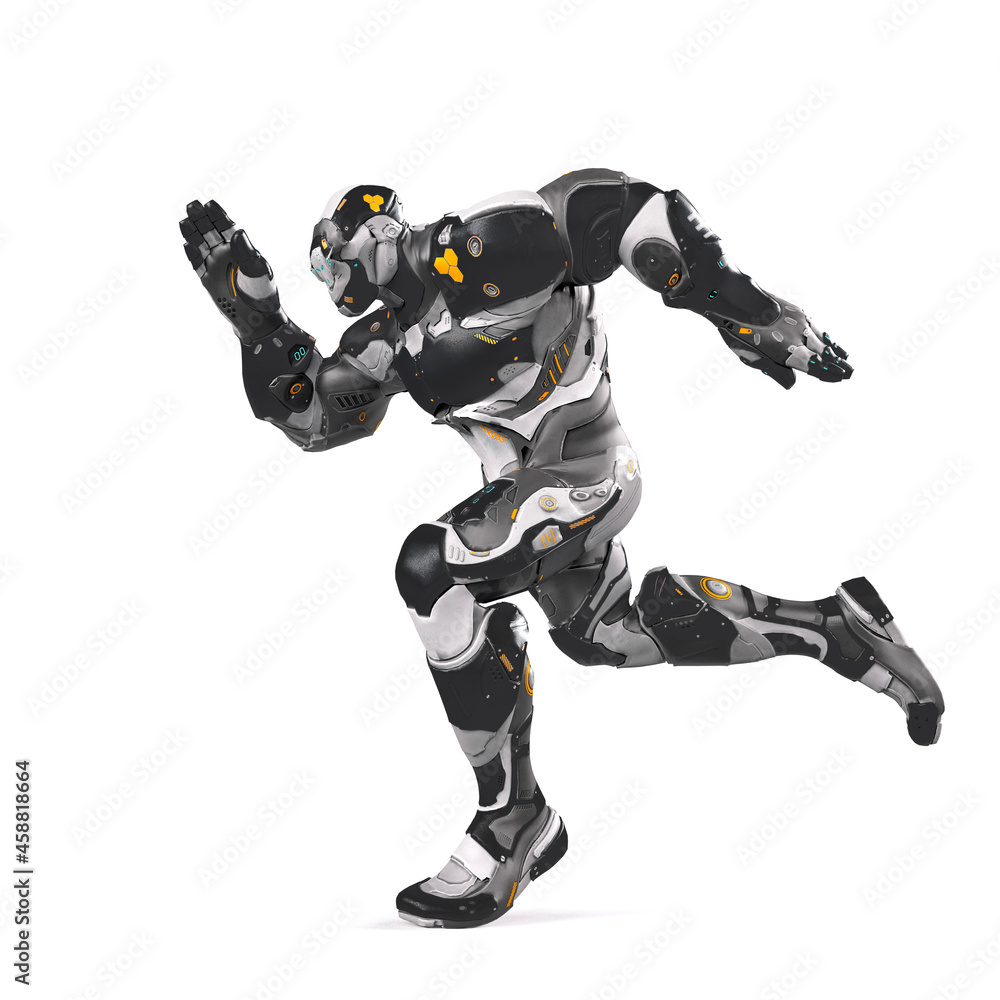 future soldier is running fast in white background future soldier is running fast in white background
