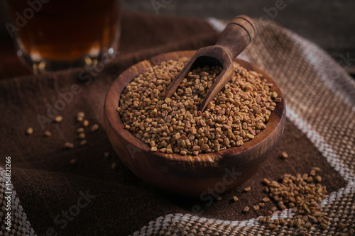 Bowl of fenugreek dry seeds