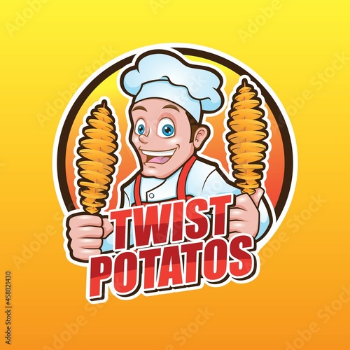 Spiral Tornado Twist Potatos Mascot Logo Design