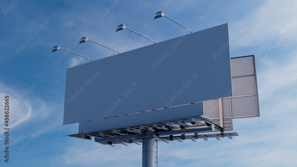 Marketing Billboard. Blank Outdoor Sign against a Hazy Morning Sky. Mockup Template. Marketing Billboard. Blank Outdoor Sign against a Hazy Morning Sky. Mockup Template.