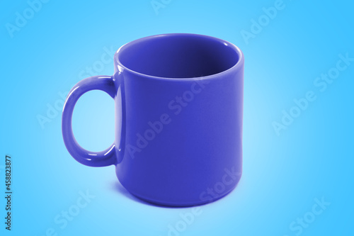 blue mug on blue background for mockup.