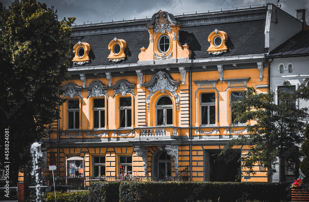 Naklejka premium An old pre-war tenement house in the city center of Tomaszów Mazowiecki