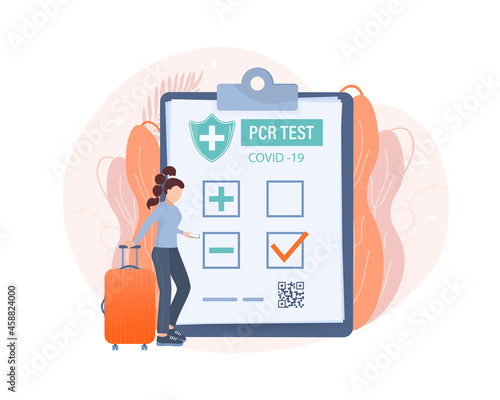 Illustration with negative pcr test people for paper design. Vector illustration. Covid test.