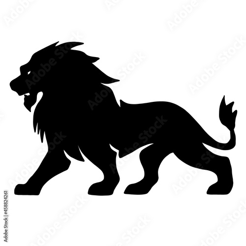 black and white silhouette of a lion