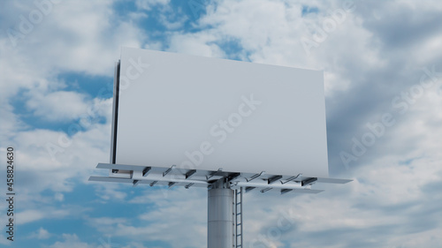 Advertising Billboard. Empty Outdoor Sign against a Cloudy Afternoon Sky. Design Template. photo