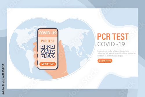 Illustration with negative pcr test people for paper design. Vector illustration. Covid test.