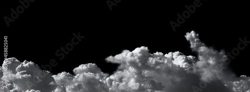 White cloud isolated on a black background. Black mask with cloud at the bottom.