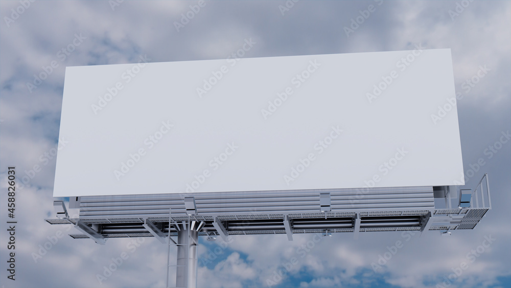 Marketing Billboard. Blank Large Format Sign against a Cloudy Afternoon Sky. Design Template. Marketing Billboard. Blank Large Format Sign against a Cloudy Afternoon Sky. Design Template.
